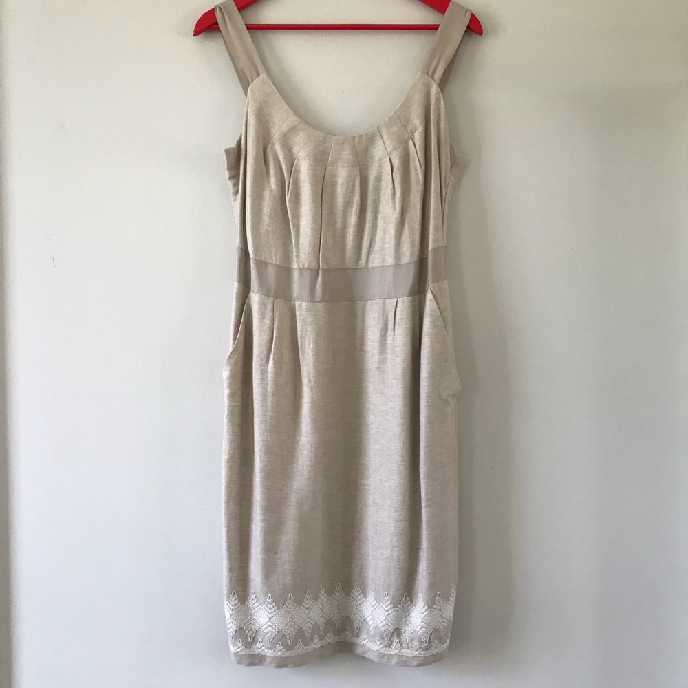 Banana Republic Beige Embroidered Sheath Dress
